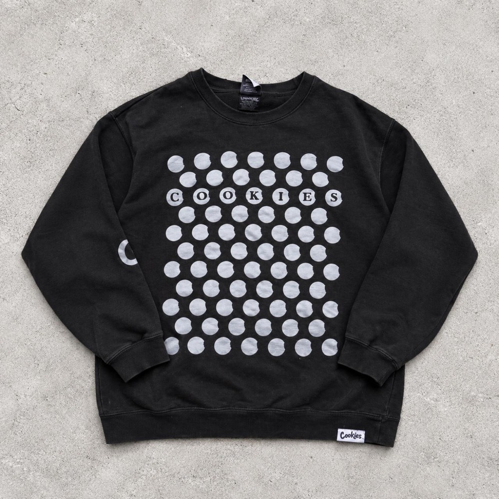 Cookies SF Black Dot Graphic Streetwear Crewneck Sweatshirt Mens L Made in USA